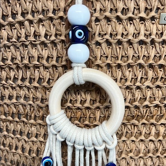 Catherine Malandrino Natural Woven Tote with Brown Handles - Picture 3 of 10